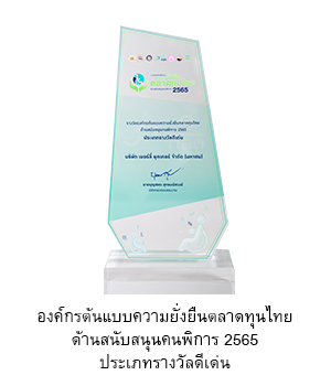 องค์กรต้นแบบความยั่งยืนตลาดทุนไทย ด้านสนับสนุนคนพิการ 2565 ประเภทรางวัลดีเด่น​